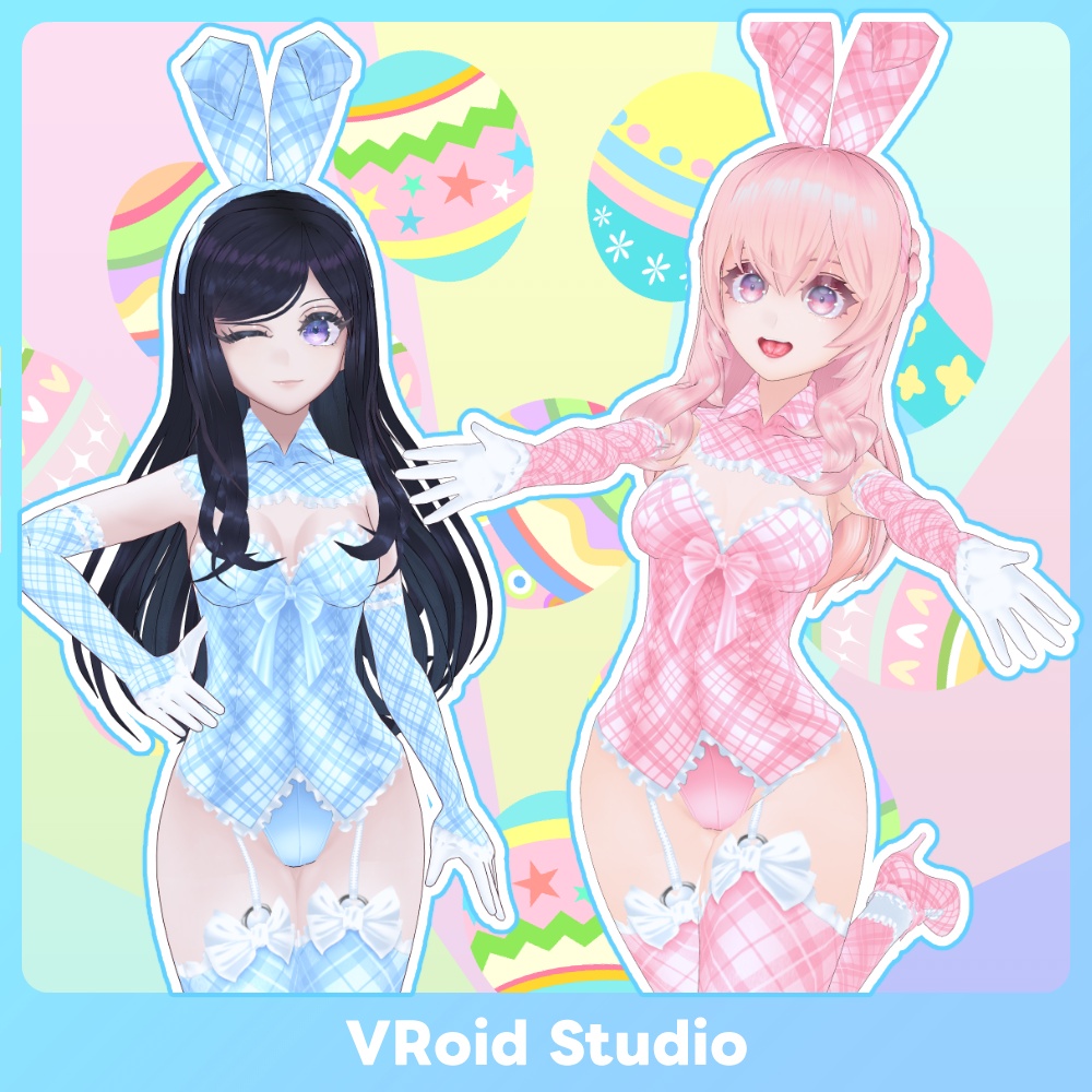 【#VRoid 10Color】フリル&チェッカードバニー Frill checkered Bunny Girl