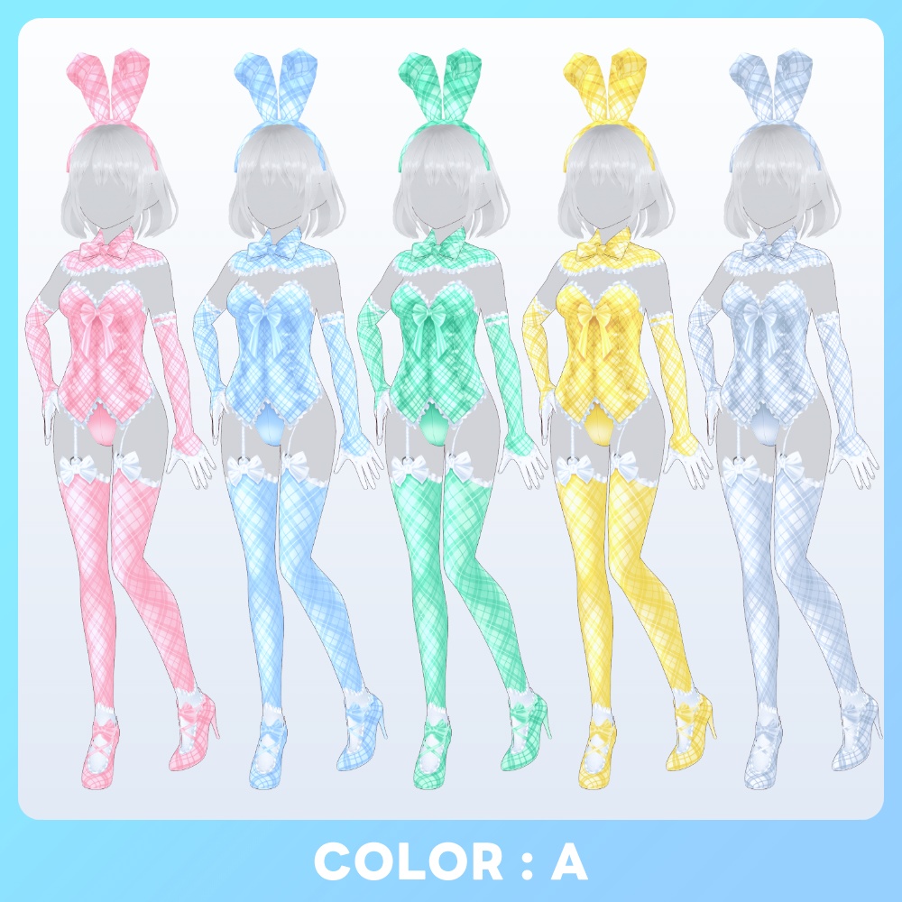 【#VRoid 10Color】フリル&チェッカードバニー Frill checkered Bunny Girl
