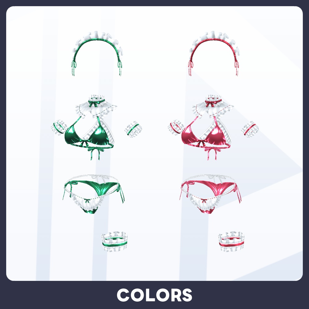 【SALE 600→500JPY #VRoid 10Color】エナメルレザー メイドビキニ Patent leather Maid bikini Swimwear