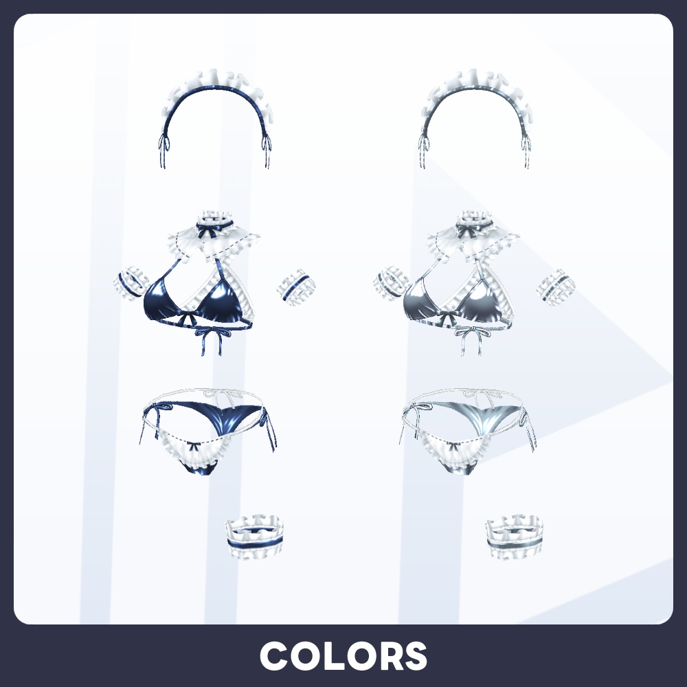 【SALE 600→500JPY #VRoid 10Color】エナメルレザー メイドビキニ Patent leather Maid bikini Swimwear