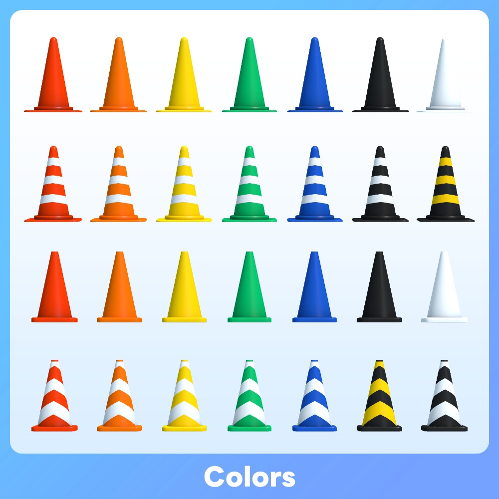 【FBX GLB】アルティメット カラーコーン The ULTIMATE Traffic Cone Collection