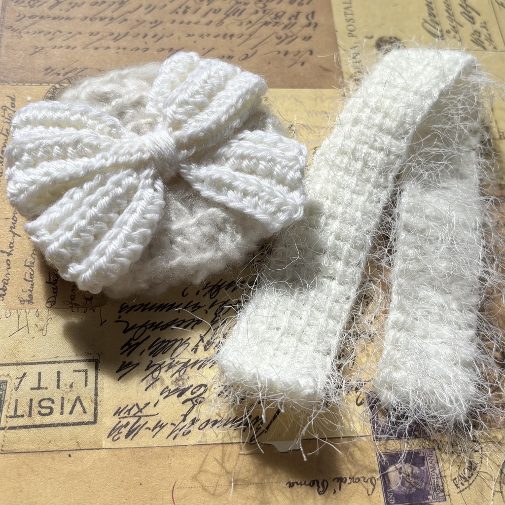 もこもこリボンベレー帽・マフラーセット