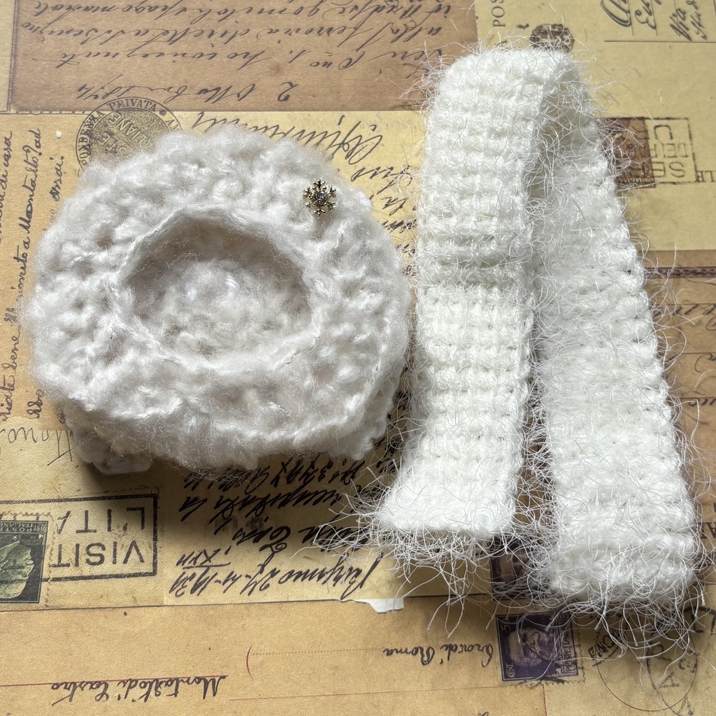 もこもこリボンベレー帽・マフラーセット