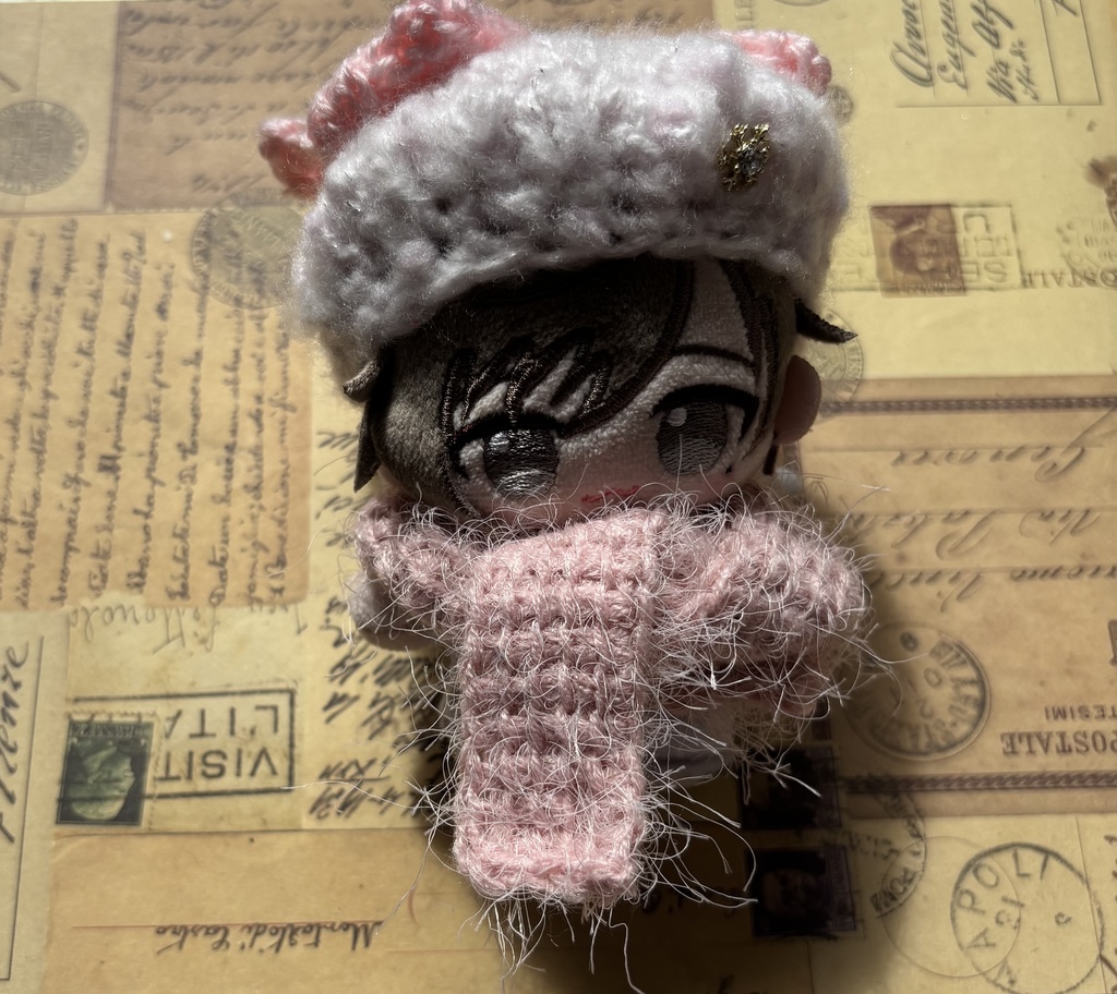 もこもこリボンベレー帽・マフラーセット