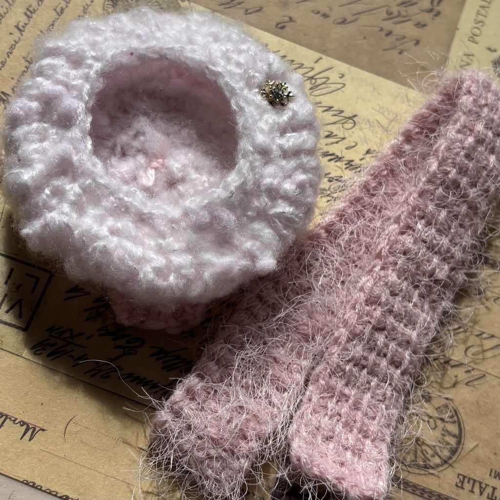 もこもこリボンベレー帽・マフラーセット