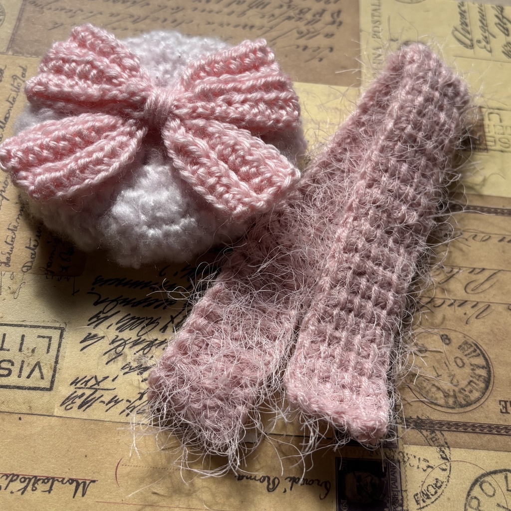 もこもこリボンベレー帽・マフラーセット