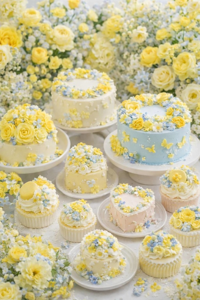 花々の祝福ケーキ　背景