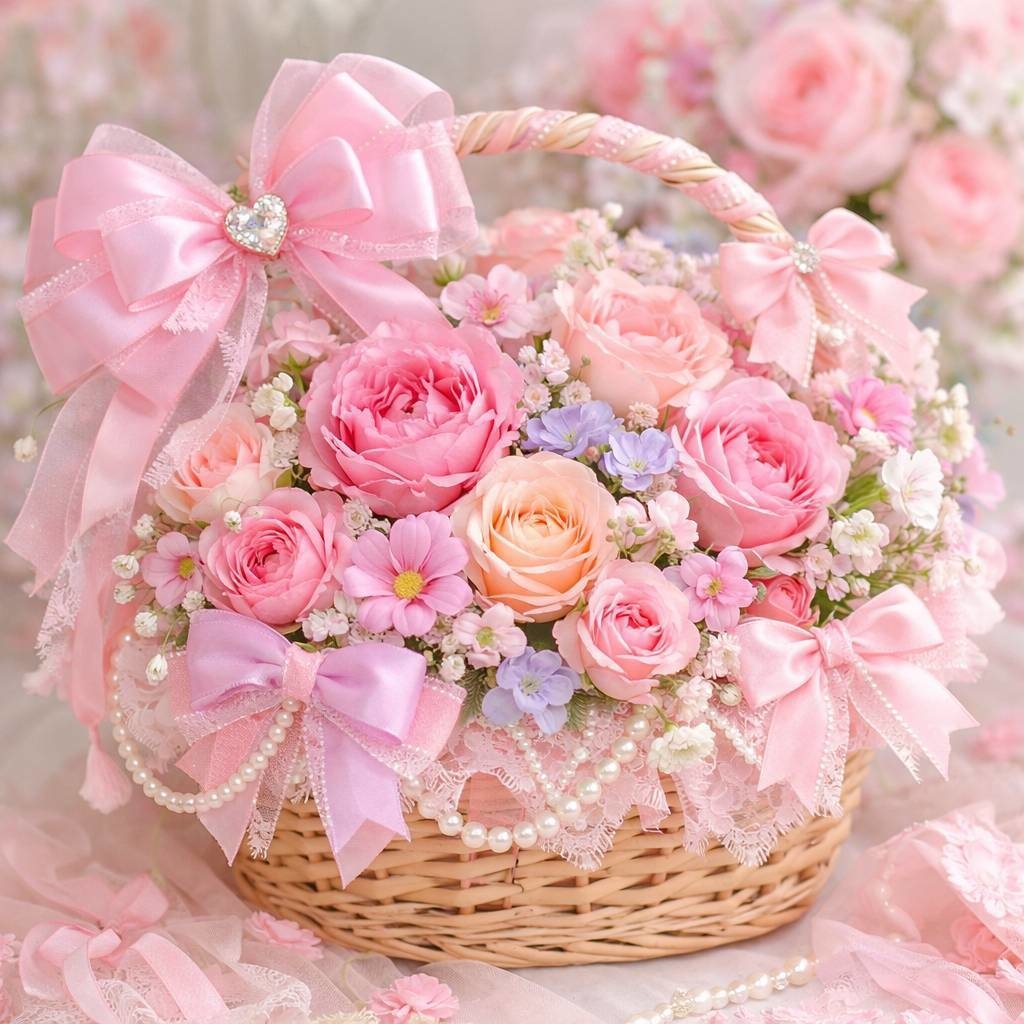 愛され女子の花かご　背景