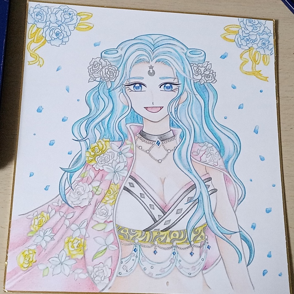 色紙イラスト「ナディーシャのベリー衣装と青い薔薇」1点限定(サイン付)