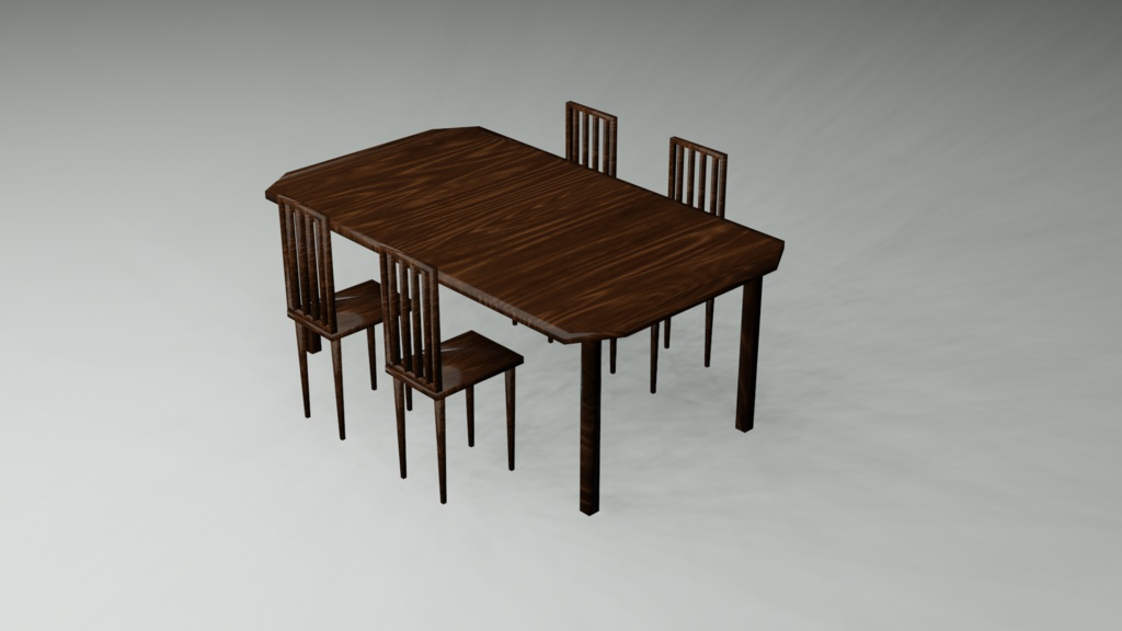 テーブルA椅子セット【ローポリ】