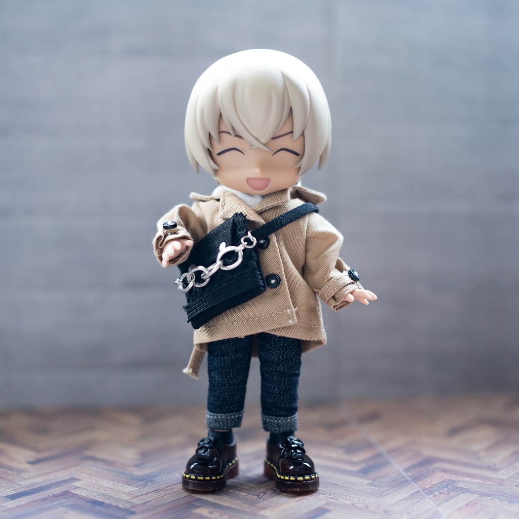 オビツ11・10㎝ぬい共用 シルバーチェーンバッグ(黒)