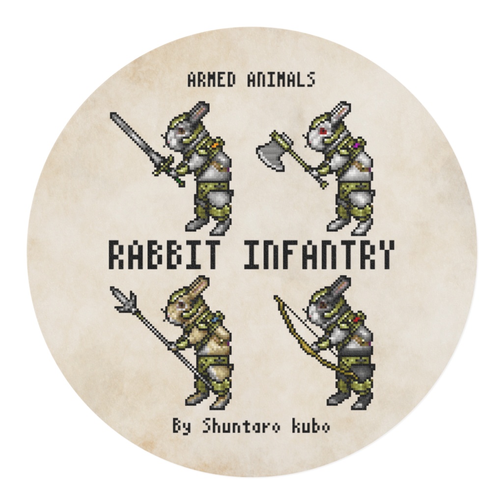 ドット絵歩兵 うさぎ マスキングテープ15mm幅