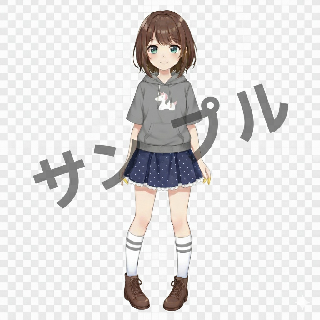 パーカーショート髪子ちゃん イラスト 立ち絵 アイコン