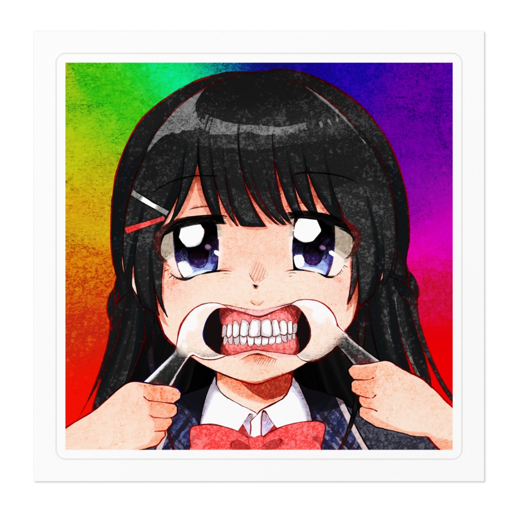 マウスオープナーで歯を見せる月ノ美兎ステッカー