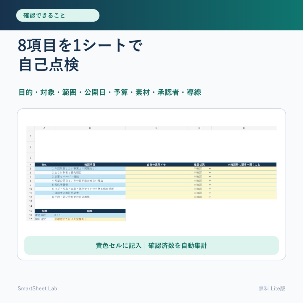 Web制作を始める前の8項目チェック|無料Lite版