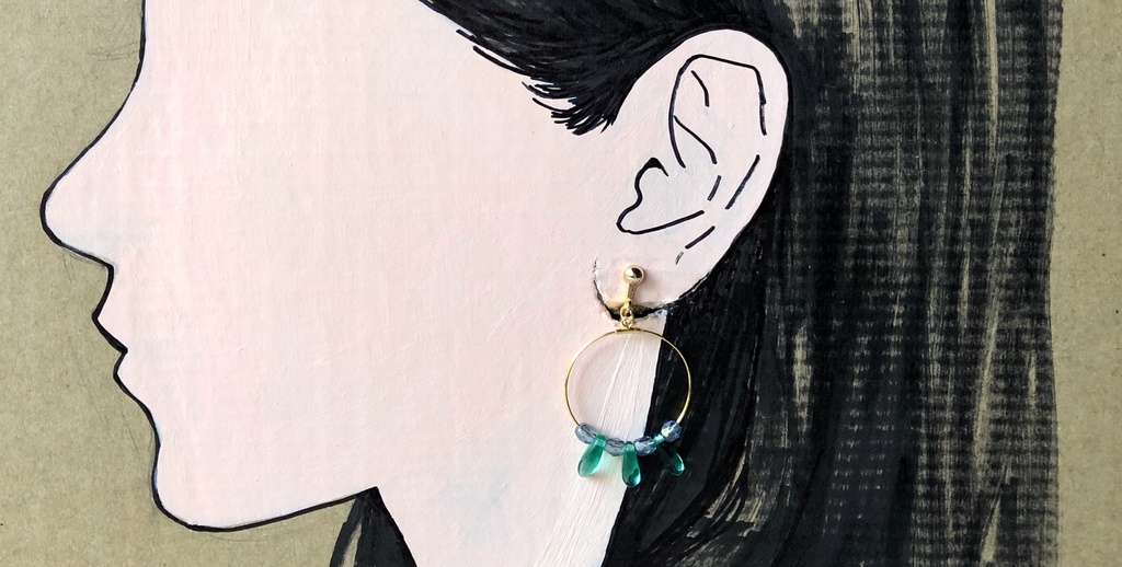 緑色フープイヤリング