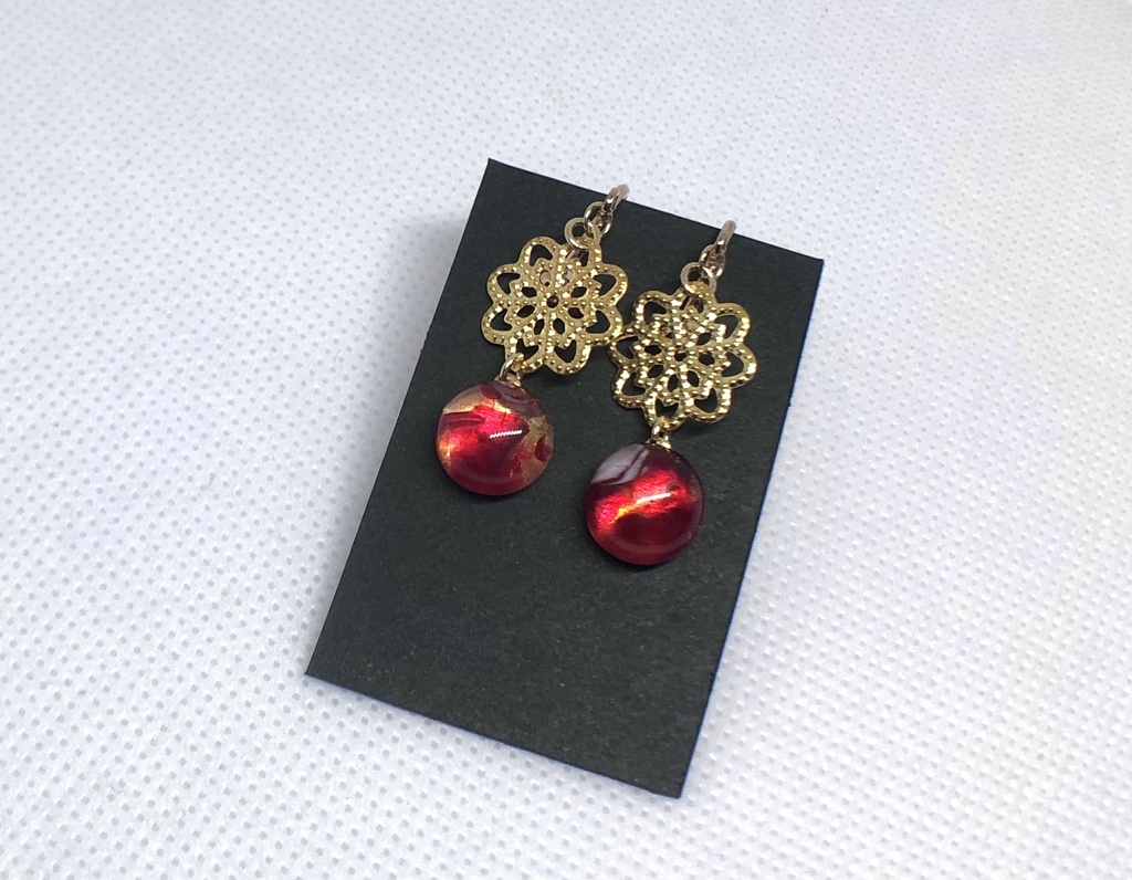 泳ぐ赤 イヤリング