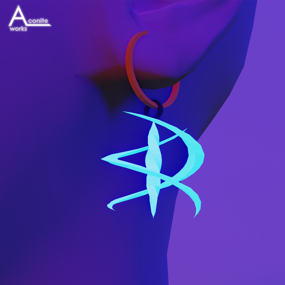 [3D model]Crystal Earring. (クリスタル イヤリング) + Animation