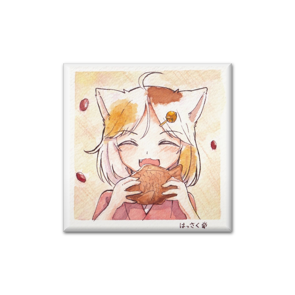 三毛猫とたい焼き缶バッジ