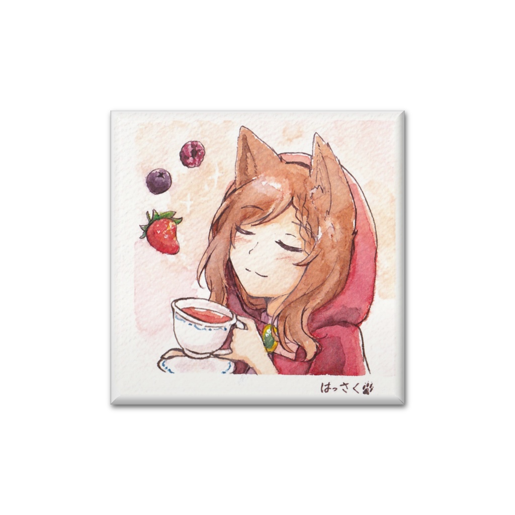 ベリー香る紅茶とオオカミ缶バッジ