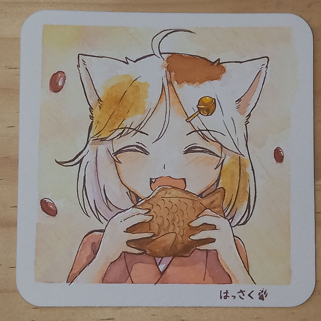 【完売】三毛猫とたい焼き　原画