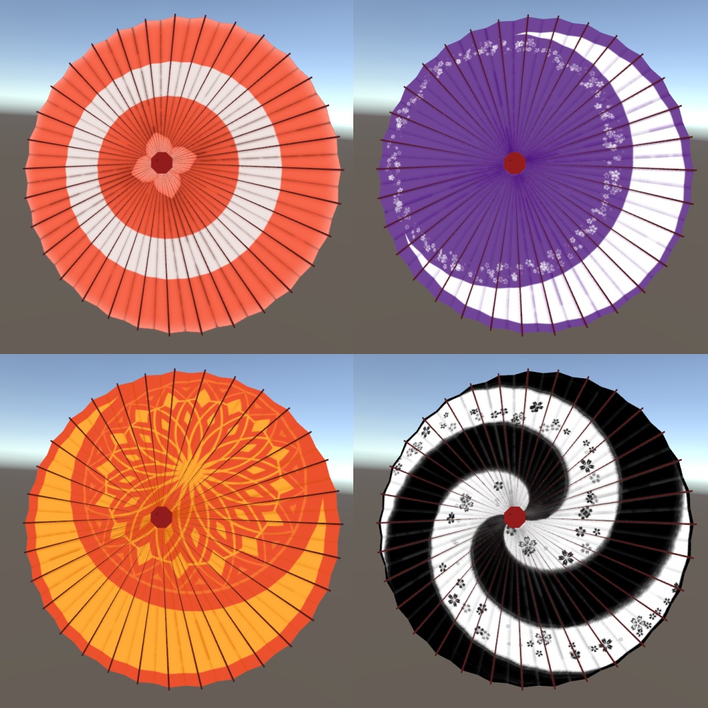 四色和傘【3Dモデル】