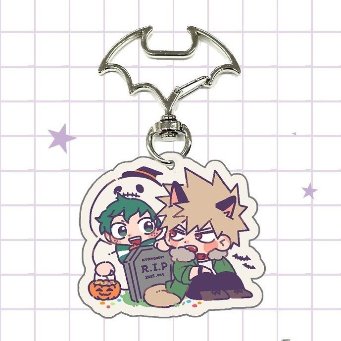 ハロウィン蓄光アクリルキーホルダー（こうもり）