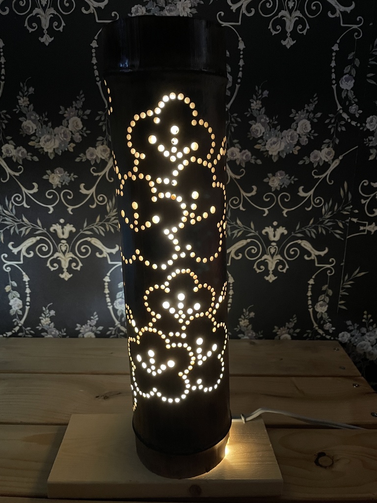 ハンドメイド 竹あかり【シマエナガと梅と竹】