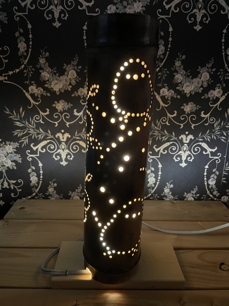 ハンドメイド 竹あかり【シマエナガと梅と竹】