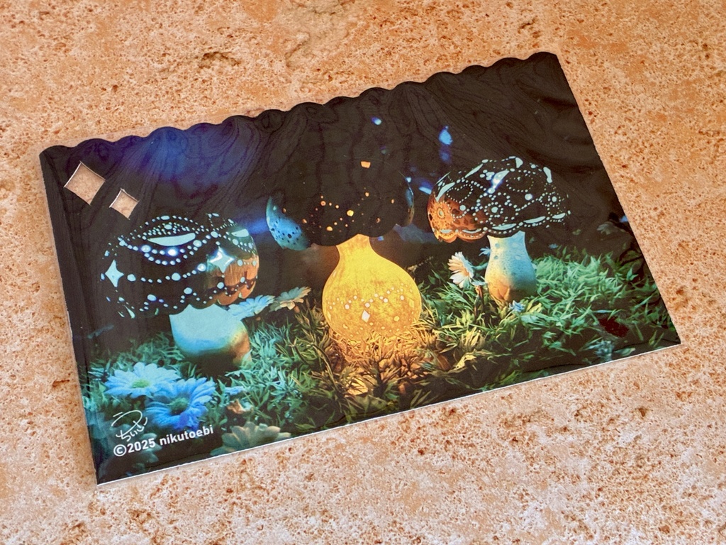 ひょうたんきのこランプ ダイカットポストカード