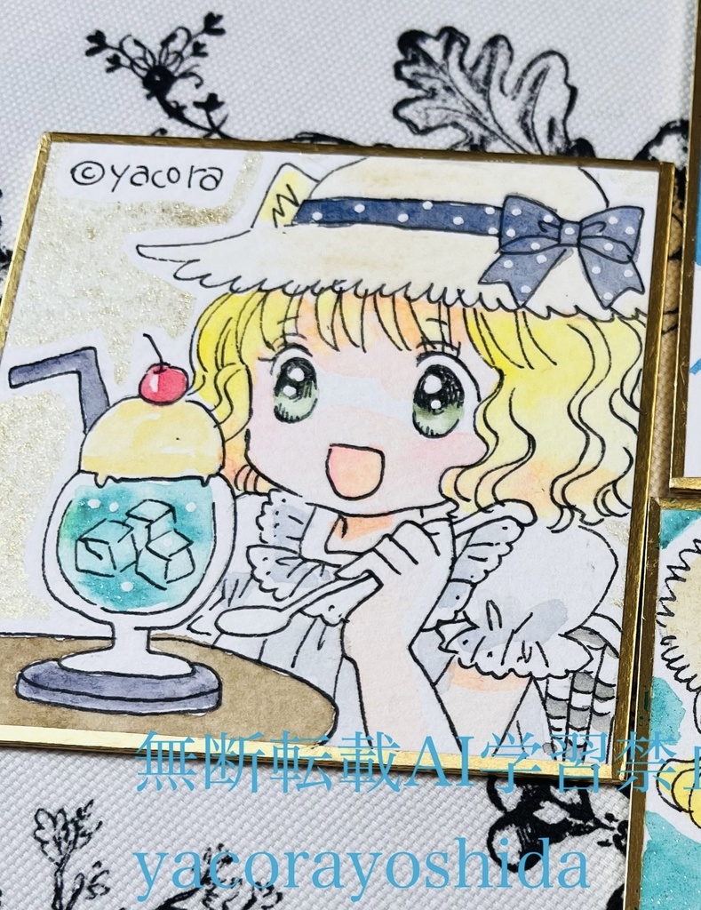ミニミニ色紙　クリームソーダmaiちゃん