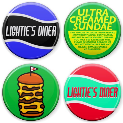 LIGHTIE'S DINER crown-seal-ish can badge