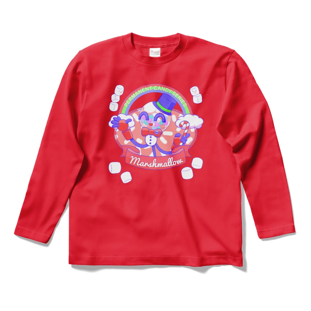 PERMANENT SUGAR long sleeve T-shirt [red marshmallow snowman]