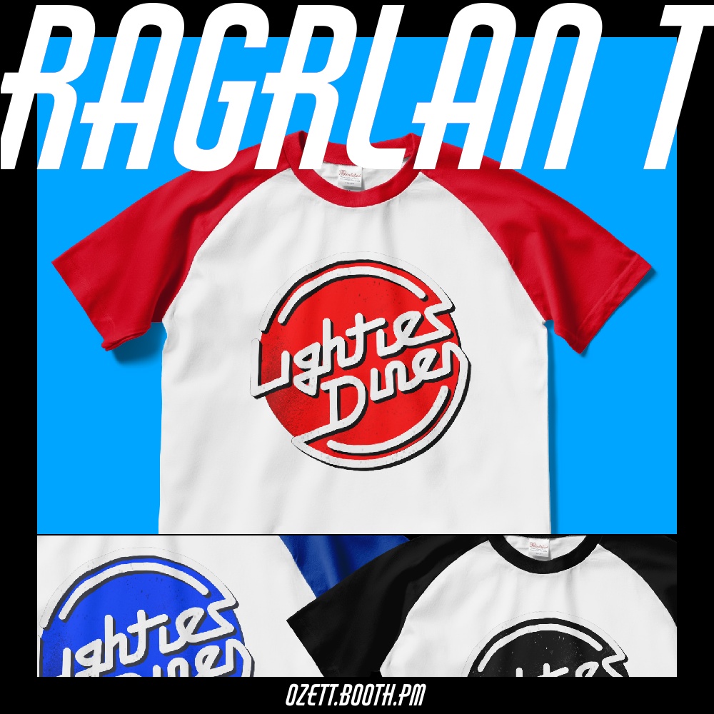 LIGHTIE'S DINER ragrlan T-shirt [logo]
