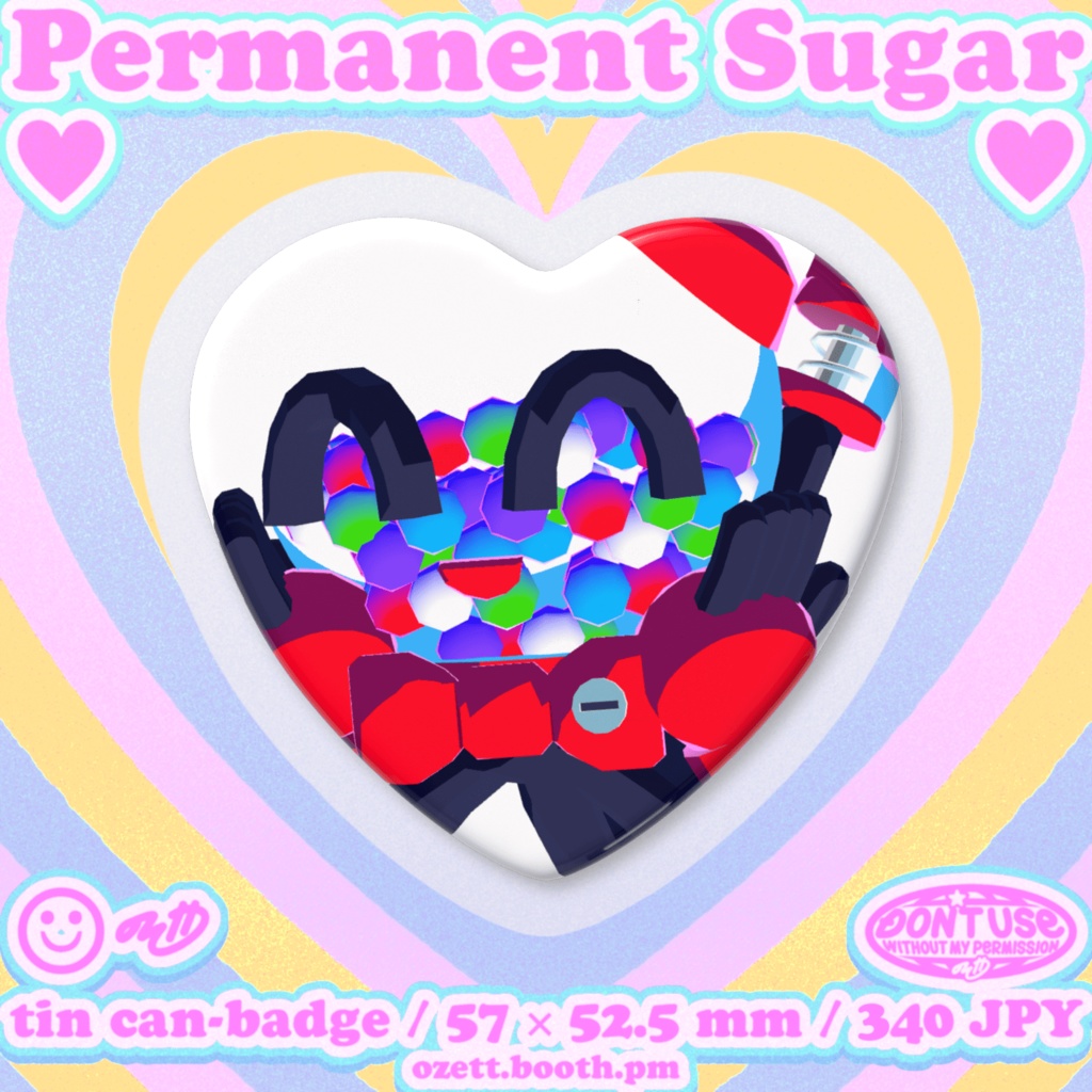 PERMANENT SUGAR heart can-badge collection