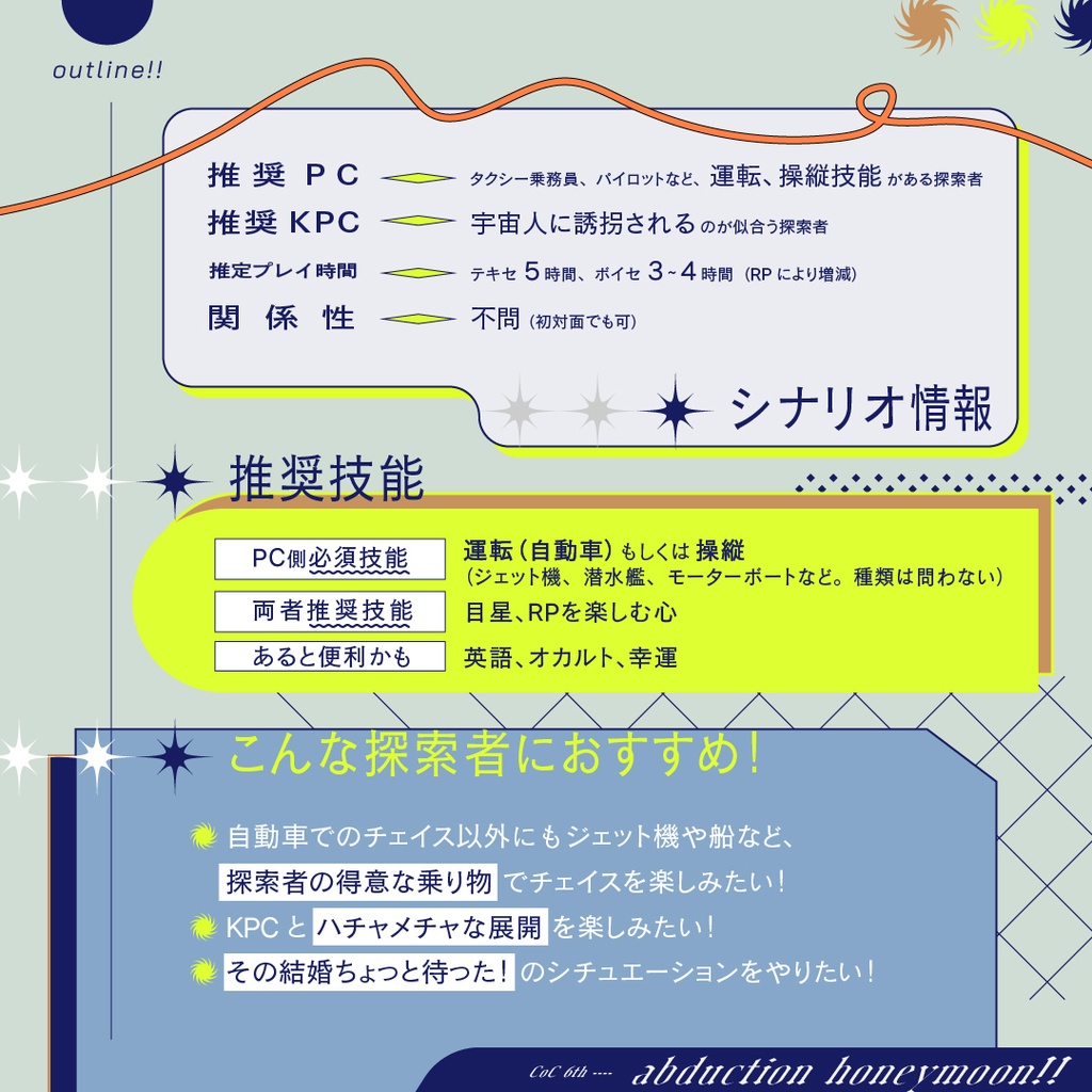 CoCシナリオ『アブダクション・ハネムーン!』SPLL:E192470