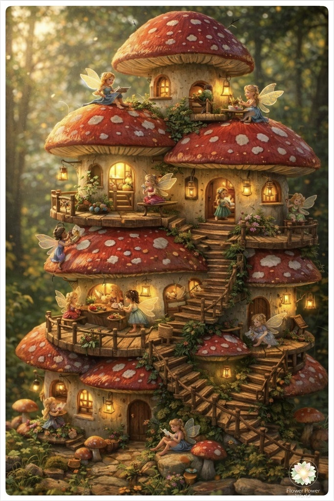 妖精学園の寮｜キノコの家に広がる暮らし Fairy Academy Dormitory | Life in the Mushroom House