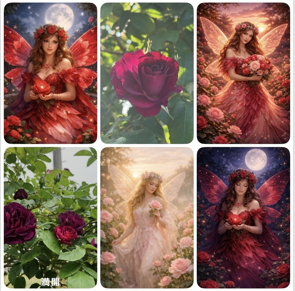 ローズの女神|一日の循環 4枚セット Rose Goddess | The Cycle of a Day (4-Piece Set)