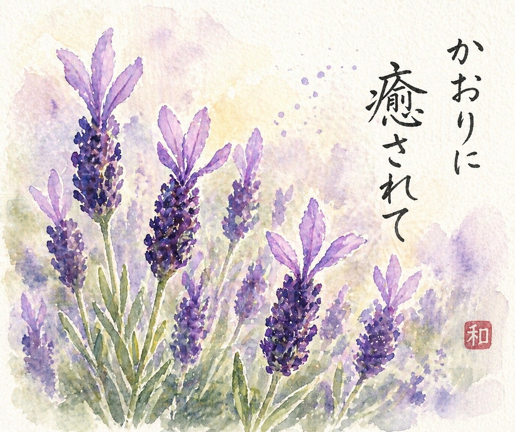 ラベンダーの絵手紙|かおりに癒されて (2枚セット) Lavender Postcard | A Gentle Moment (Set of 2)