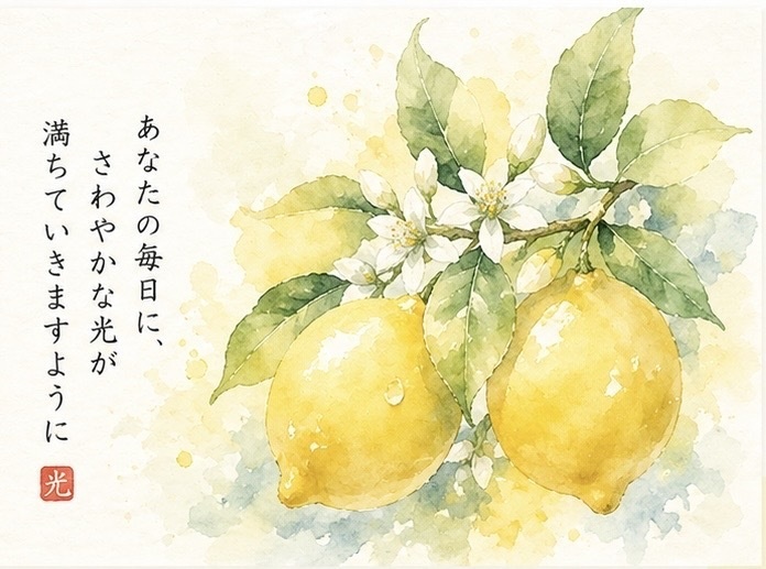 すっと整う|レモンの絵手紙(2枚セット) Lemon Postcard | Fresh & Clear Moment (Set of 2)