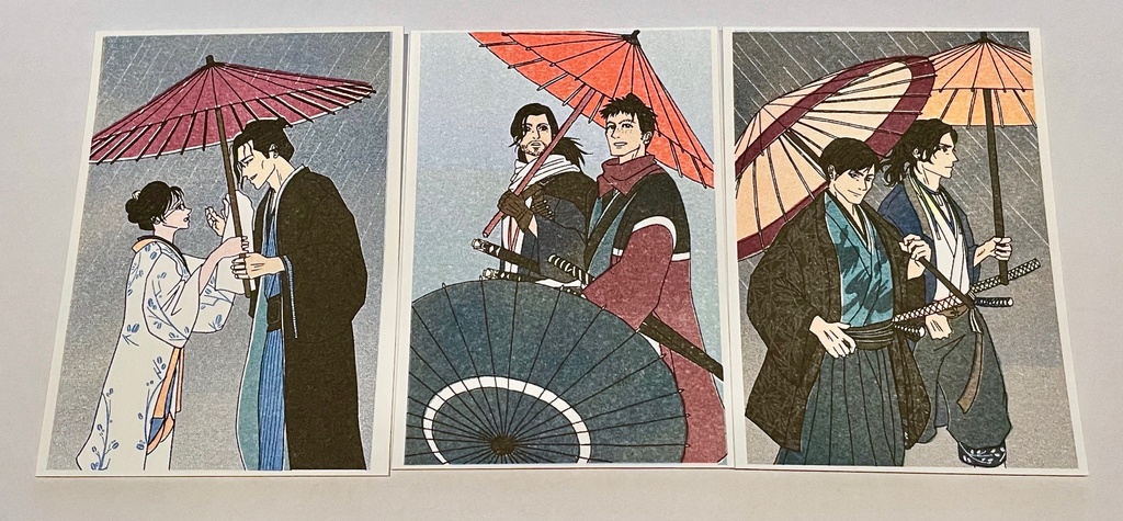 版画風ポストカード3枚セット