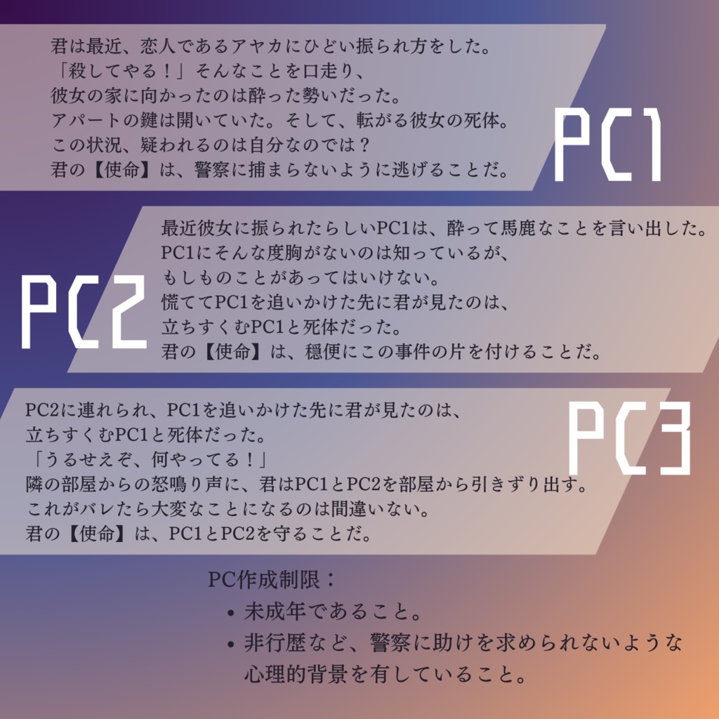 インセインシナリオ「明日なき逃亡」