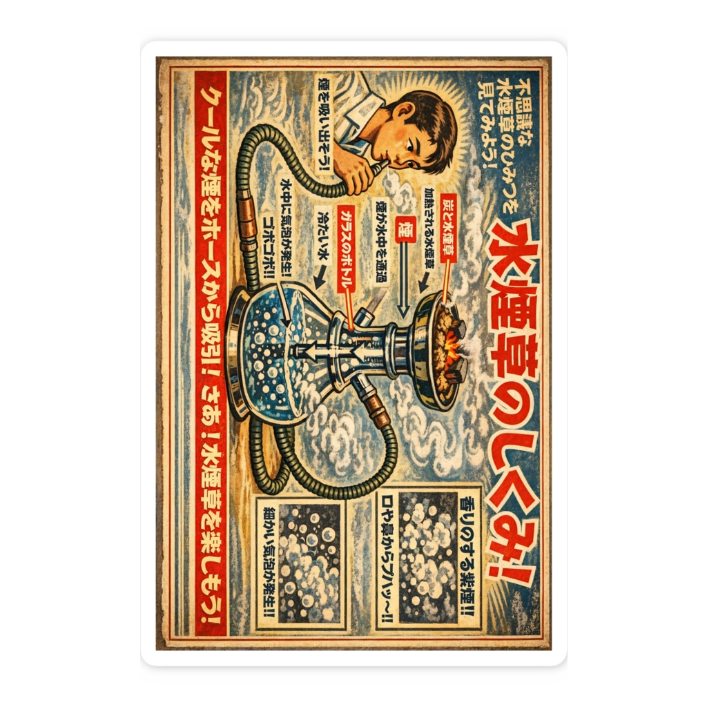 スマホステッカー「水煙草のしくみ!」