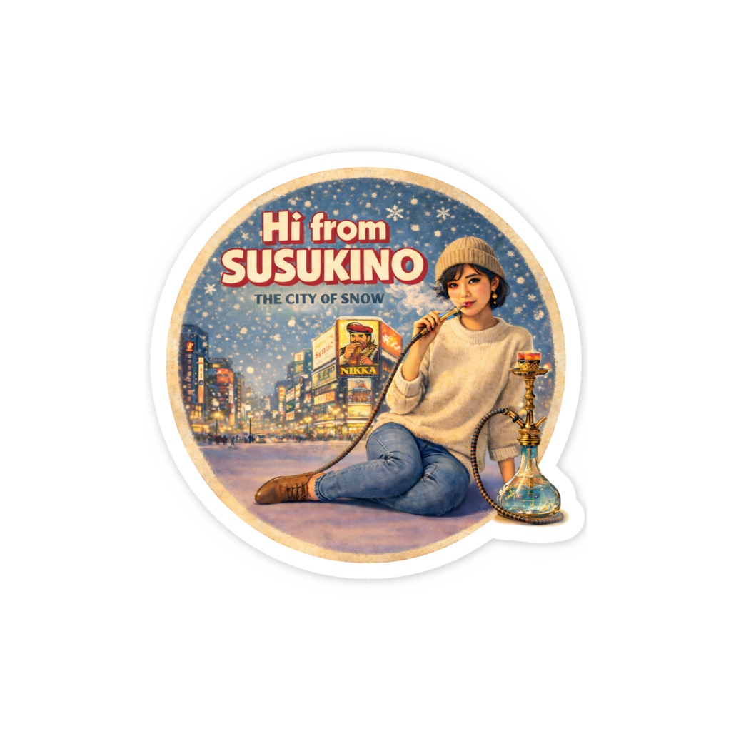 スマホステッカー「Hi from SUSUKINO」(丸型)