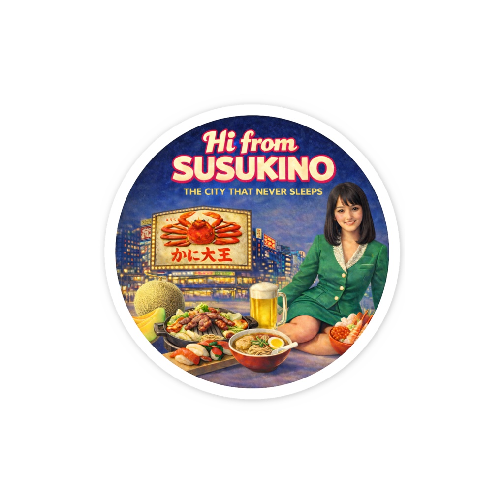 スマホステッカー「Hi from SUSUKINO」(丸型)