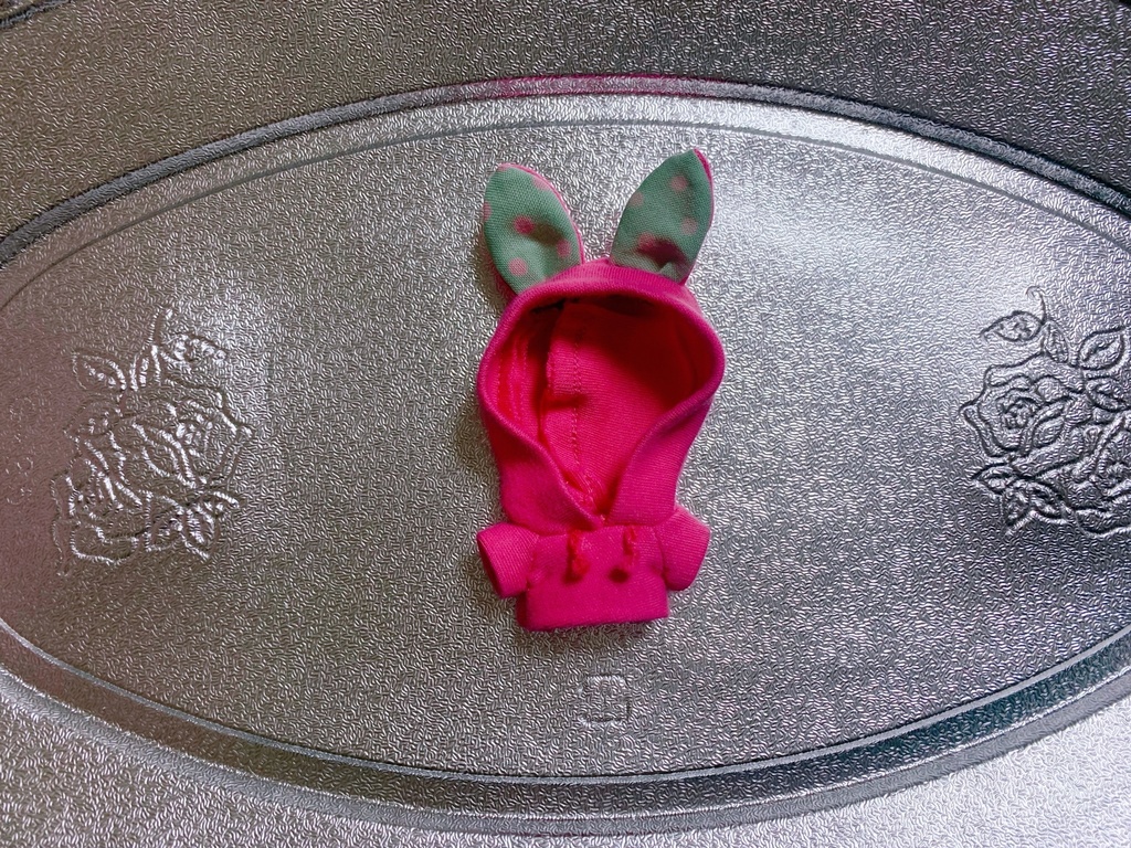 うさみみパーカー(8cmぬいちゃん専用) 濃いピンク