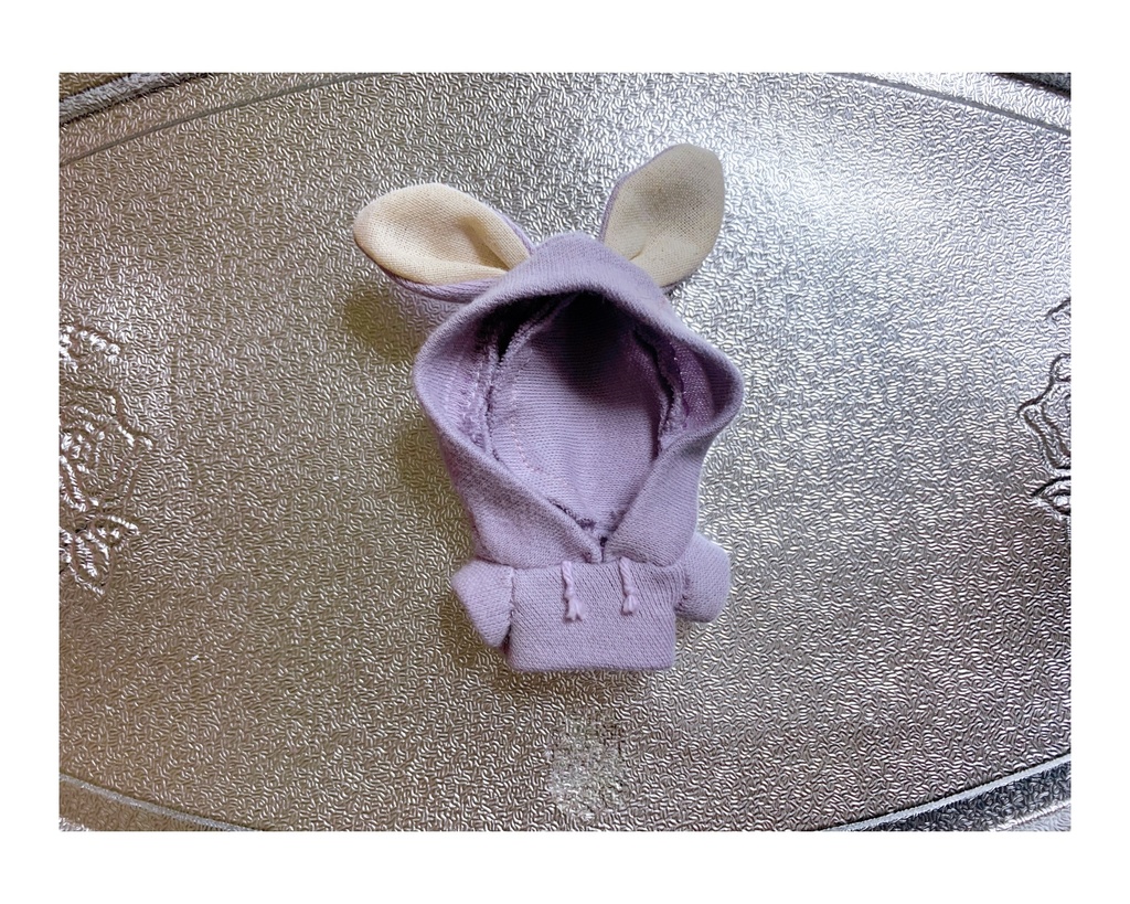 うさみみパーカー(8cmぬいちゃん用) 薄むらさき