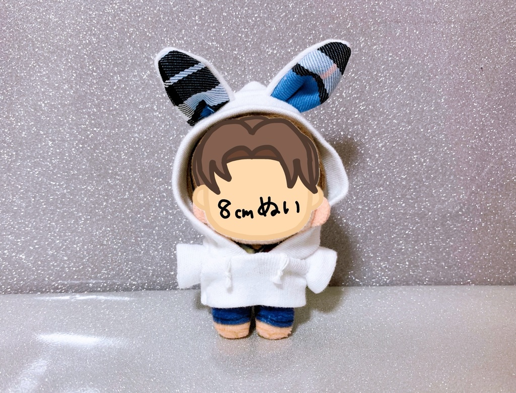 うさみみパーカー(8cmぬいちゃん用) 白