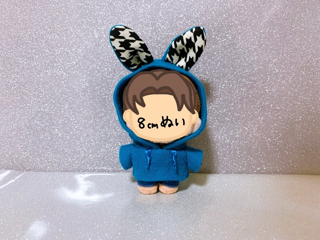 うさみみパーカー(8cmぬいちゃん用) 濃い青緑