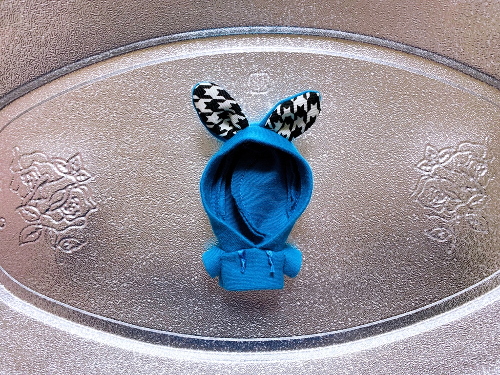 うさみみパーカー(8cmぬいちゃん用) 濃い青緑